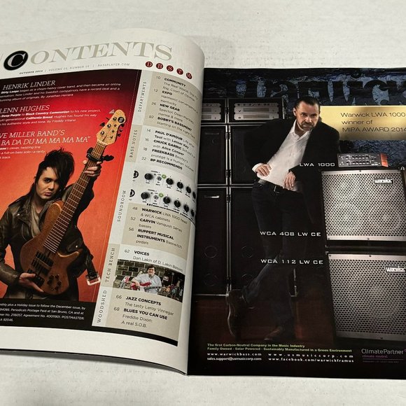 Bass Player Magazine - Henrik Linder of Dirty Loops - October 2014 - Picture 3 of 4